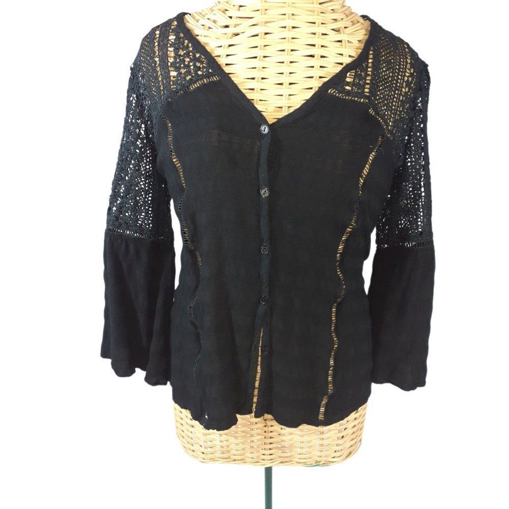 Off the shoulder sheer white blouse-Black blouse peek a boo lace